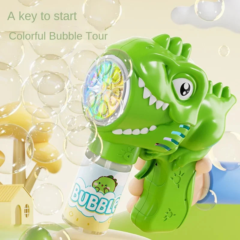 6-Hole Dinosaur Bubble Machine: Fully Automatic Electric Bubble Gun for Kids