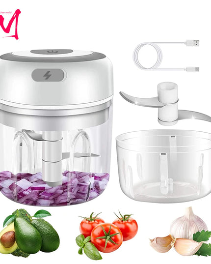 Portable Electric Kitchen Chopper: Mini Garlic Masher and Meat Grinder with USB Charging