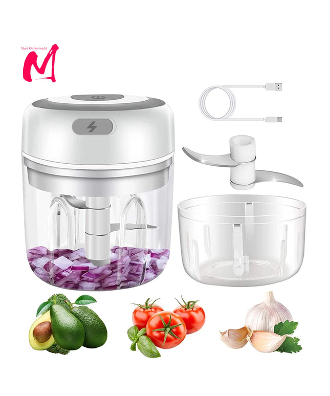 Portable Electric Kitchen Chopper: Mini Garlic Masher and Meat Grinder with USB Charging