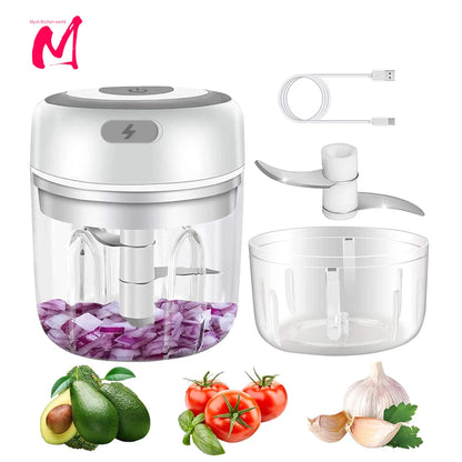 Portable Electric Kitchen Chopper: Mini Garlic Masher and Meat Grinder with USB Charging