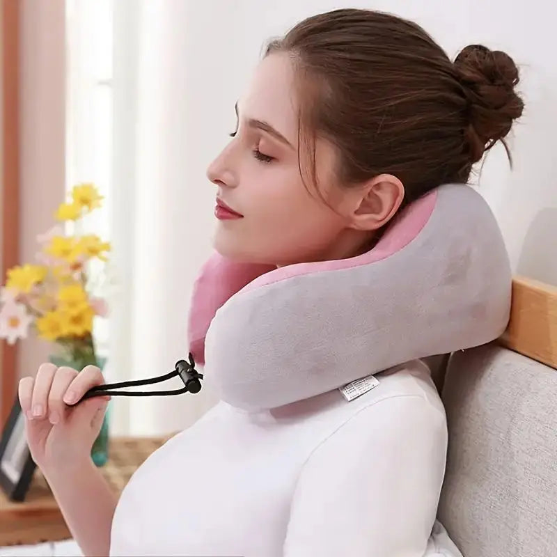 Adjustable Heating Electric Neck Massage Pillow: U-Shaped Memory Foam for Ultimate Relaxation