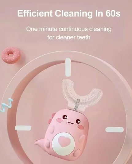 360° Automatic Children’s Toothbrush: USB Rechargeable U-Shaped Silicone Design