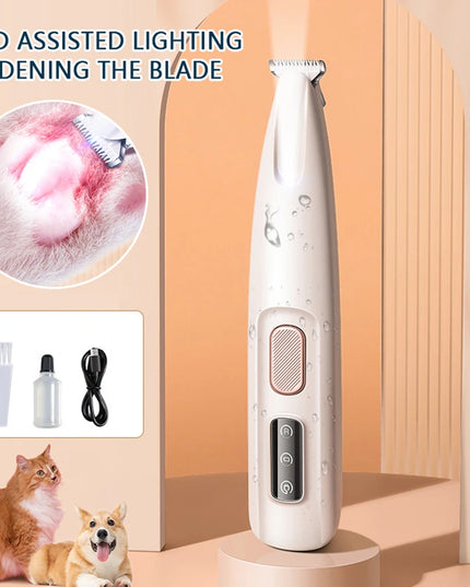 Portable Nail Grooming Tool for Pets: Rechargeable Cordless Dog Paw Trimmer with LED Light