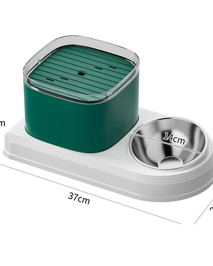 Automatic Cat Water Fountain & Feeding Bowl: 3L Recirculating Water Dispenser for Pets
