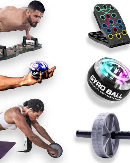 Gyroscopic Wrist Trainer & Push-Up Board: Portable Muscle Exercise Equipment with Handles
