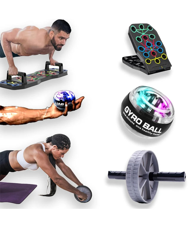 Gyroscopic Wrist Trainer & Push-Up Board: Portable Muscle Exercise Equipment with Handles
