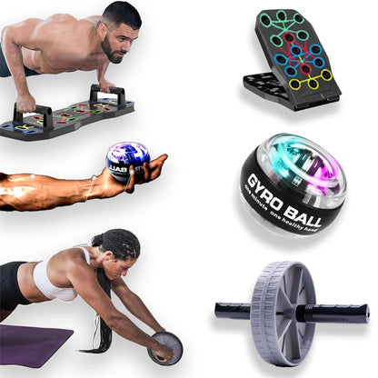 Gyroscopic Wrist Trainer & Push-Up Board: Portable Muscle Exercise Equipment with Handles