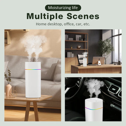 Portable USB Cool Mist Humidifier: 600ml Aroma Oil Diffuser with Colorful Night Light