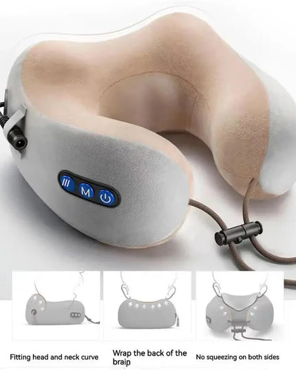 Adjustable Heating Electric Neck Massage Pillow: U-Shaped Memory Foam for Ultimate Relaxation