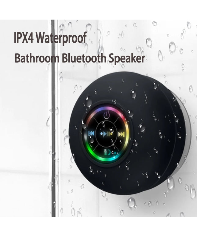 Wireless Shower Speaker: IPX4 Mini Bluetooth Speaker with RGB Light and Microphone