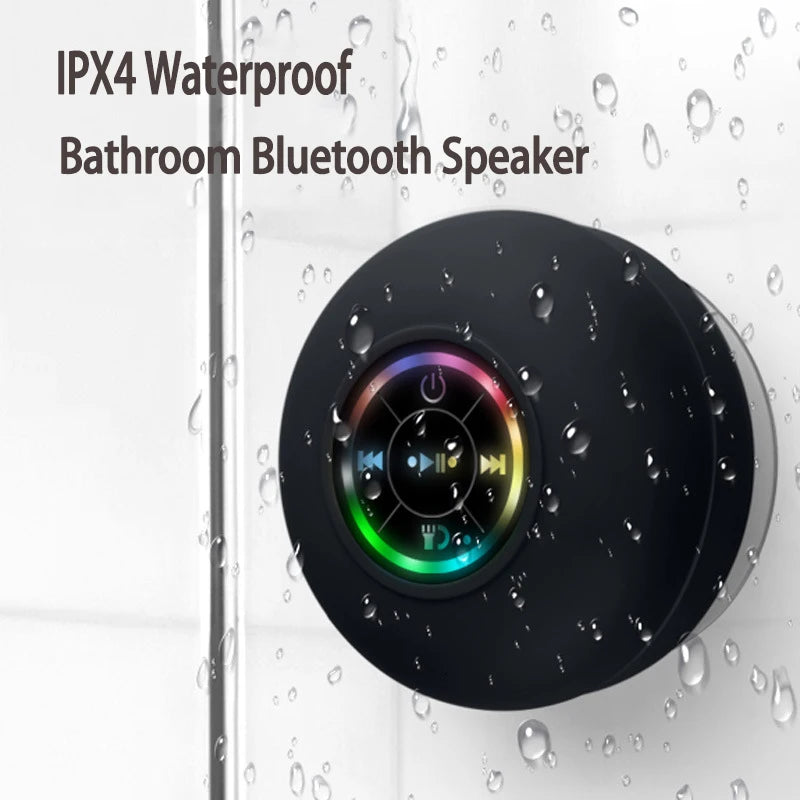 Wireless Shower Speaker: IPX4 Mini Bluetooth Speaker with RGB Light and Microphone