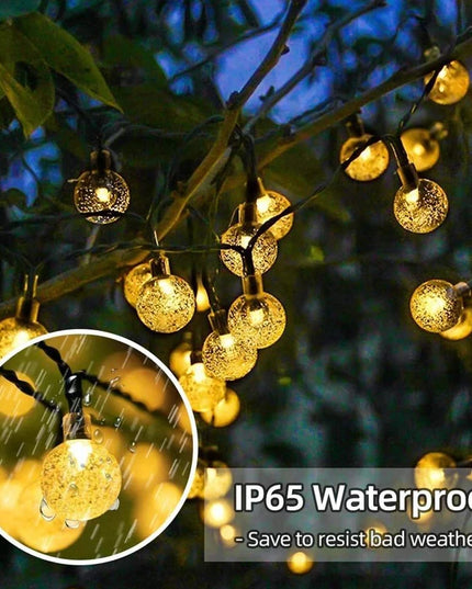 Outdoor Solar Crystal Globe LED Fairy Lights: 60 LEDs with 8 Modes for Parties and Christmas