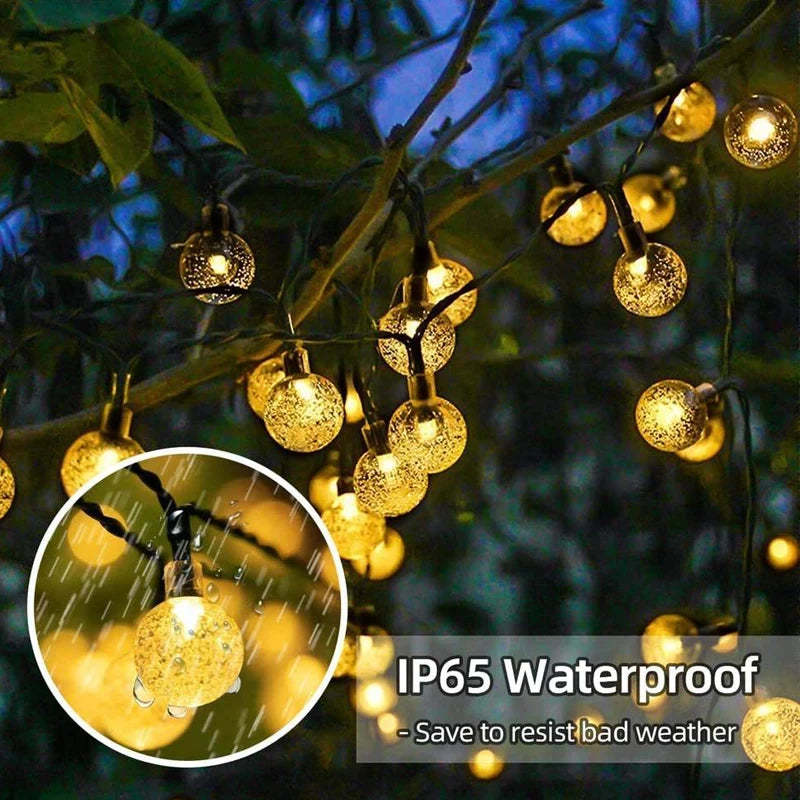 Outdoor Solar Crystal Globe LED Fairy Lights: 60 LEDs with 8 Modes for Parties and Christmas