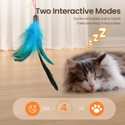 Interactive Cat Laser Toy: 2-in-1 Retractable Fun with Feather for Cats and Dogs