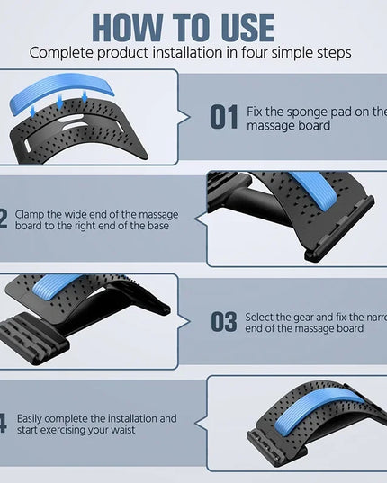 Multi-Level Massager with Back Stretcher: Waist and Neck Support Tool for Yoga