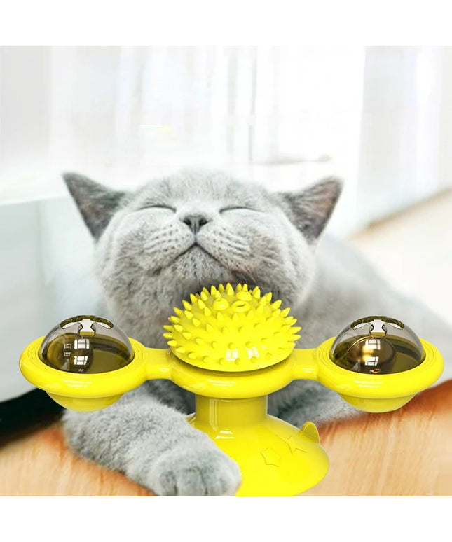 Interactive Windmill Cat Toy: Puzzle Game with Whirligig Turntable for Kittens