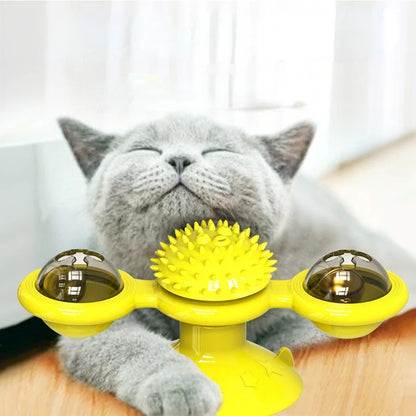 Interactive Windmill Cat Toy: Puzzle Game with Whirligig Turntable for Kittens