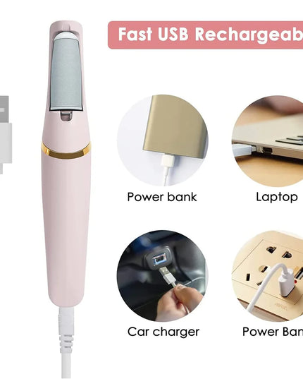 Rechargeable Foot File: Electric Pedicure Tool for Dead Skin and Callus Removal