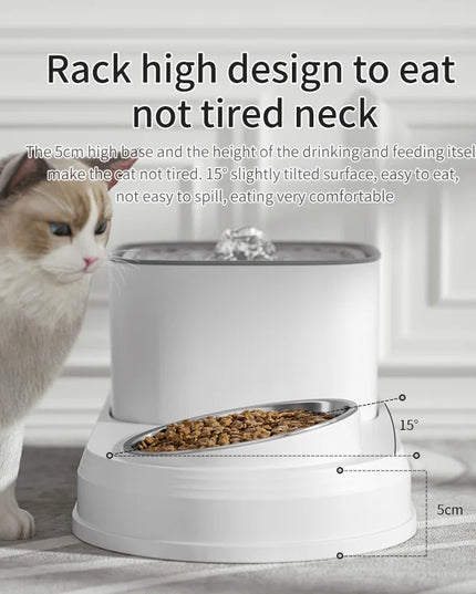 Automatic Cat Water Fountain & Feeding Bowl: 3L Recirculating Water Dispenser for Pets