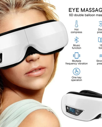 Smart Eye Massager with 6D Airbag Vibration: Bluetooth Hot Compress for Eye Comfort and Fatigue Relief