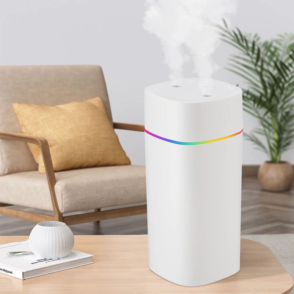 Portable USB Cool Mist Humidifier: 600ml Aroma Oil Diffuser with Colorful Night Light