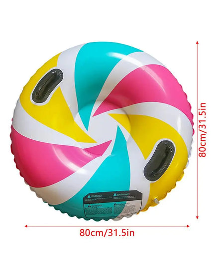 Inflatable Snow Tube for Sledding: Foldable Winter Sledge for Kids and Adults with 2 Handles