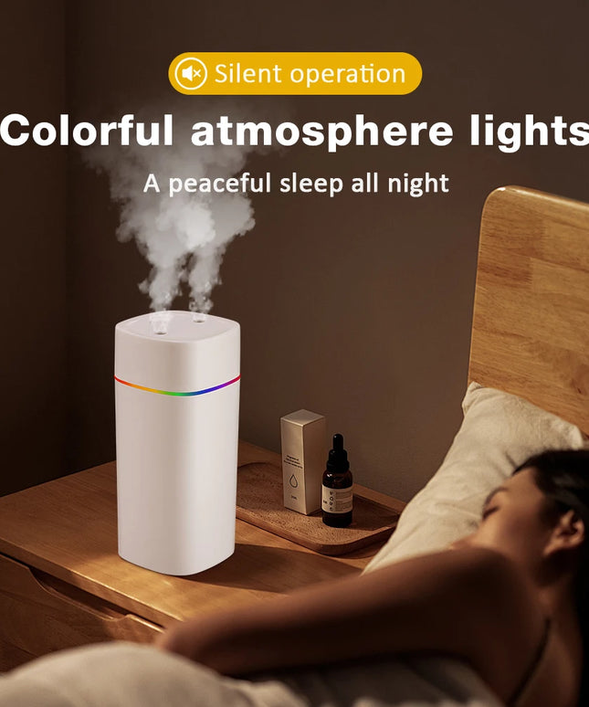 Portable USB Cool Mist Humidifier: 600ml Aroma Oil Diffuser with Colorful Night Light