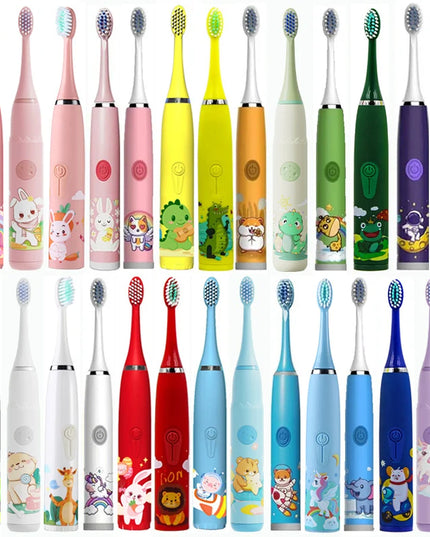 Kids Sonic Electric Toothbrush: Cartoon Design with Ultrasonic Cleaning and IPX7 Waterproofing