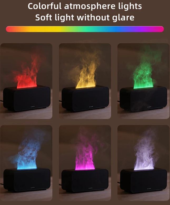 Aromatherapy Humidifier with LED Flame Effect: Mini Timer Diffuser for Home