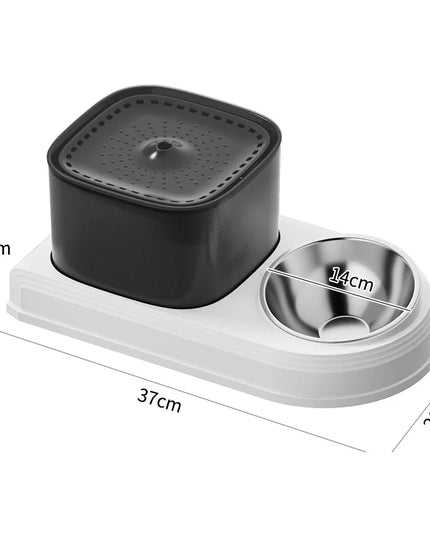Automatic Cat Water Fountain & Feeding Bowl: 3L Recirculating Water Dispenser for Pets