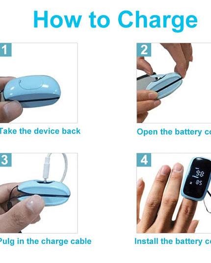 Portable SpO2 Blood Oxygen Monitor: Rechargeable Pulse Oximeter with Heart Rate Display