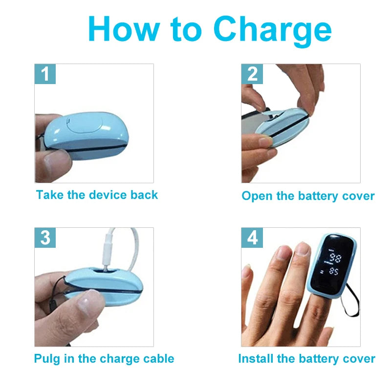 Portable SpO2 Blood Oxygen Monitor: Rechargeable Pulse Oximeter with Heart Rate Display