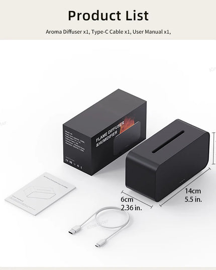 Aromatherapy Humidifier with LED Flame Effect: Mini Timer Diffuser for Home