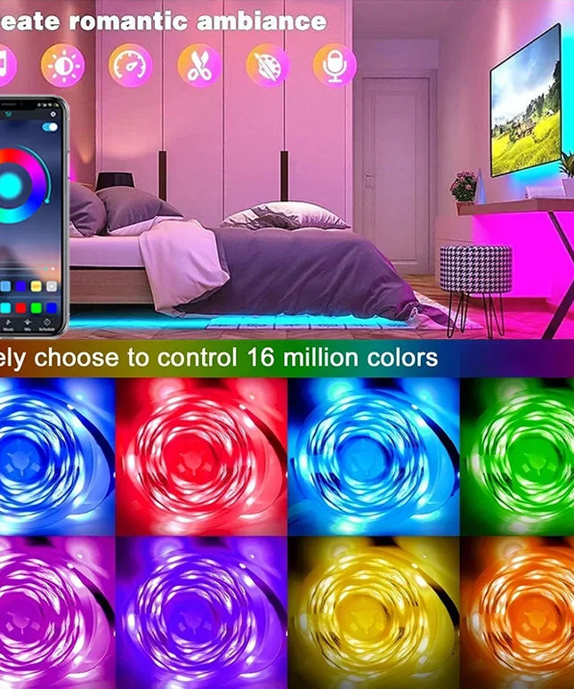 Smart USB LED Strip Lights: Color Changing 5050 RGB Tape with APP Control for Room and TV Backlighting