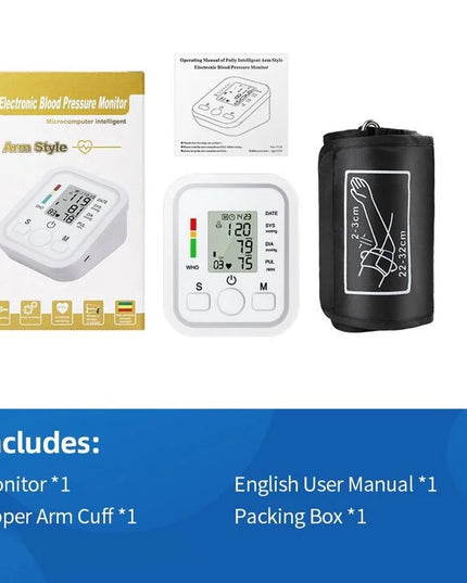 Voice Digital Arm Blood Pressure Meter Medical Pressure Tonometer Tensiometer Baumanometer Pulse Sphygmomanometer