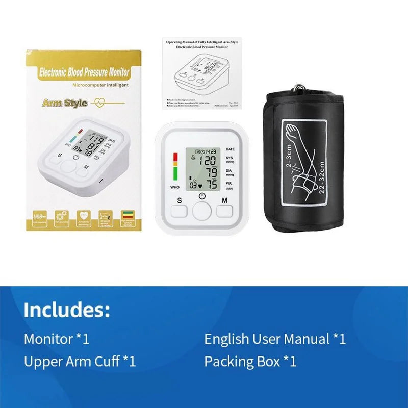 Voice Digital Arm Blood Pressure Meter Medical Pressure Tonometer Tensiometer Baumanometer Pulse Sphygmomanometer