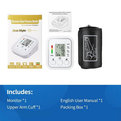 Voice Digital Arm Blood Pressure Meter Medical Pressure Tonometer Tensiometer Baumanometer Pulse Sphygmomanometer