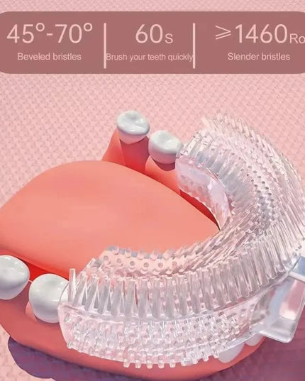 360° Automatic Children’s Toothbrush: USB Rechargeable U-Shaped Silicone Design