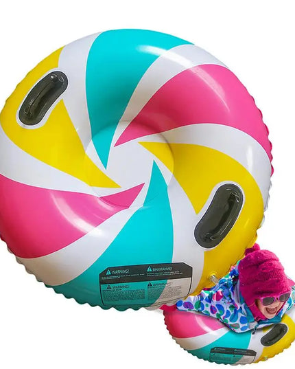 Inflatable Snow Tube for Sledding: Foldable Winter Sledge for Kids and Adults with 2 Handles