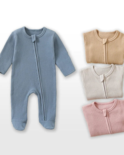 Cotton Baby Rompers: 100% Cotton Zipper Footed Jumpsuit for Infants