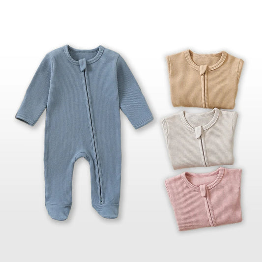 Cotton Baby Rompers: 100% Cotton Zipper Footed Jumpsuit for Infants