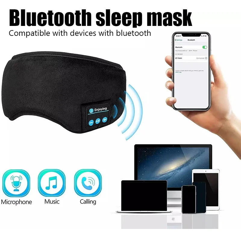 Bluetooth Sleeping Headphones Eye Mask: Soft Wireless Music Earphones for Sleep