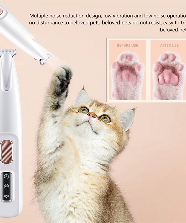 Portable Nail Grooming Tool for Pets: Rechargeable Cordless Dog Paw Trimmer with LED Light