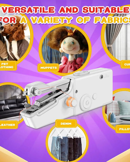 Portable Mini Sewing Machine: Compact Handheld Needlework Tool with Bobbin for DIY Projects
