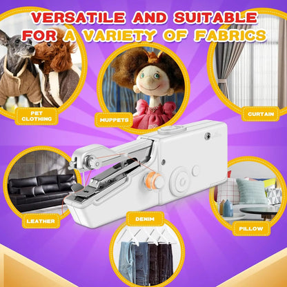Portable Mini Sewing Machine: Compact Handheld Needlework Tool with Bobbin for DIY Projects