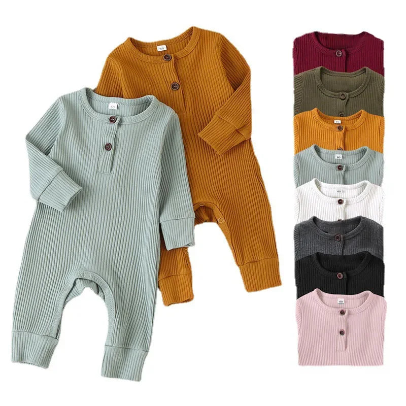 Autumn Cotton Romper for Newborns: Long Sleeve Playsuit for Infants