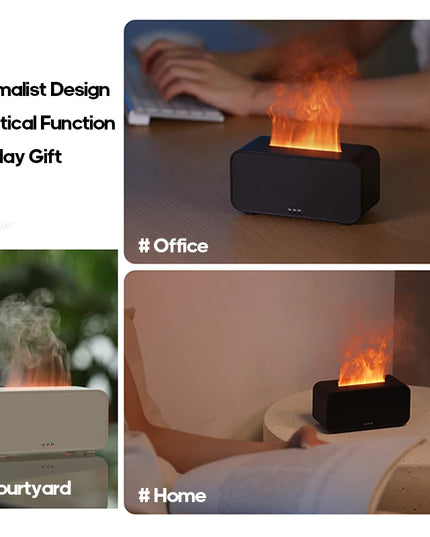 Aromatherapy Humidifier with LED Flame Effect: Mini Timer Diffuser for Home