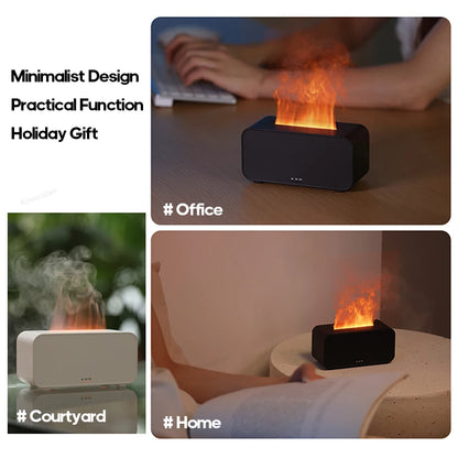 Aromatherapy Humidifier with LED Flame Effect: Mini Timer Diffuser for Home