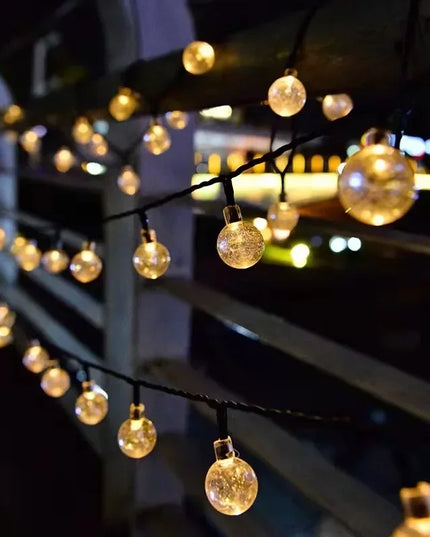 5-12M Crystal Ball Solar String Lights: LED Fairy Lights for Garden and Christmas Decor