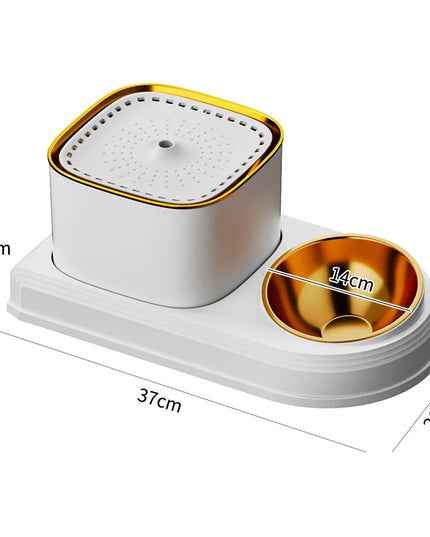 Automatic Cat Water Fountain & Feeding Bowl: 3L Recirculating Water Dispenser for Pets